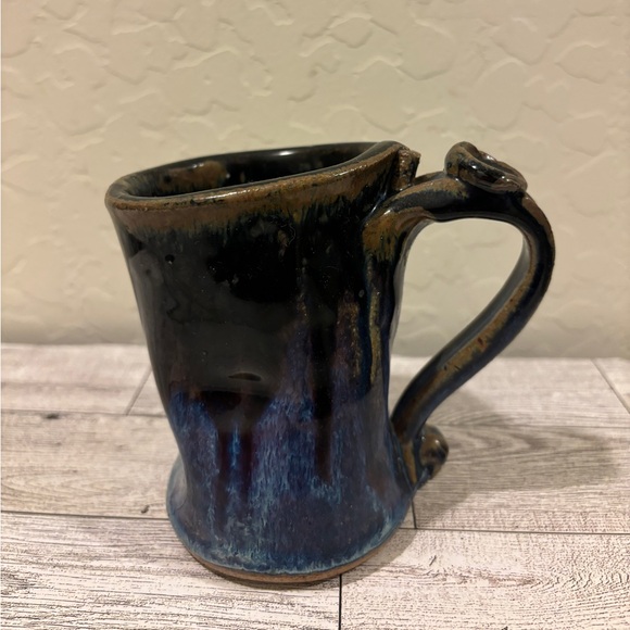 pottery  Studio Art Pottery Blue Drip Glazed Ceramic Stoneware Mug Coffee Tea - Picture 7 of 7